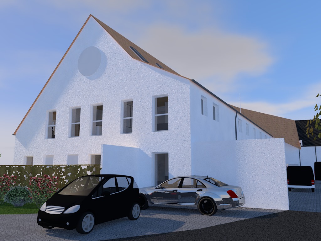 Visualisierung der Eingangsseite mit Stellplätzen